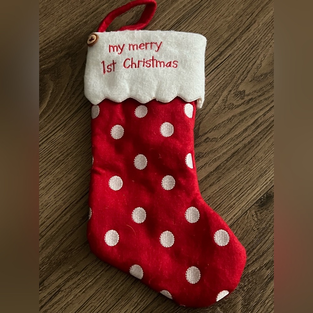My First Christmas Red Polka Dot Christmas Stocking